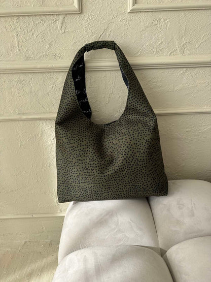 Moon Bag Heart - Khaki Polka Dots