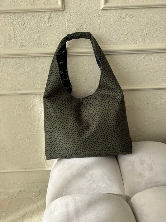Moon Bag Heart - Khaki Polka Dots
